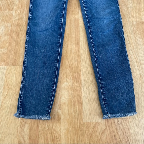 Madewell 9” High Rise Skinny Crop Jeans Destructed Hem Medium Wash Ankle Length - Picture 7 of 16